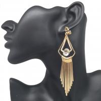 Boucle d'oreille de Clip en alliage de zinc, Placage de couleur d'or, bijoux de mode & style folk & pour femme & avec strass, 50-80mm, Vendu par paire