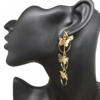 Boucle d'oreille de Clip en alliage de zinc, papillon, Placage de couleur d'or, bijoux de mode & pour femme & creux, 50-80mm, Vendu par paire