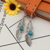 Zinc Alloy Drop Earring, with Synthetic Turquoise, plated, vintage & fashion jewelry & for woman & hollow 50-80mm 