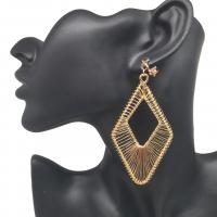 Zinc Alloy Drop Earring, Rhombus, gold color plated, fashion jewelry & for woman & hollow, 50-80mm 
