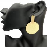 Zinc Alloy Drop Earring, Flat Round, gold color plated, fashion jewelry & for woman & frosted, 50-80mm 