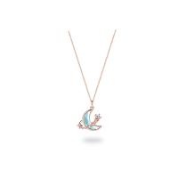Cubic Zircon Micro Pave Sterling Silver Necklace, 925 Sterling Silver, with Lampwork, with 1.97inch extender chain, Moon and Star, plated, fashion jewelry & micro pave cubic zirconia & for woman Approx 15.74 Inch 