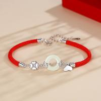 Gemstone Bracelets, 925 Sterling Silver, with Obsidian & Hetian Jade, fashion jewelry & Unisex 