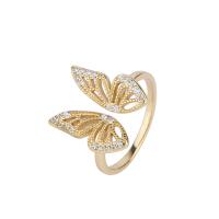 Cubic Zirconia Micro Pave Sterling Silver Finger Ring, 925 Sterling Silver, Butterfly, plated, fashion jewelry & micro pave cubic zirconia & for woman 