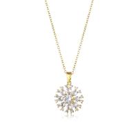 Cubic Zirconia Stainless Steel Necklace, 304 Stainless Steel, Vacuum Plating, fashion jewelry & micro pave cubic zirconia & for woman, golden Approx 15.75 Inch 