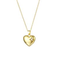Cubic Zirconia Stainless Steel Necklace, 304 Stainless Steel, with 1.97inch extender chain, Heart, Vacuum Plating, fashion jewelry & micro pave cubic zirconia & for woman, golden Approx 15.75 Inch [