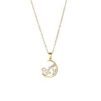 Cubic Zirconia Stainless Steel Necklace, 304 Stainless Steel, with 1.97inch extender chain, Vacuum Plating, fashion jewelry & micro pave cubic zirconia & for woman, golden Approx 15.75 Inch 