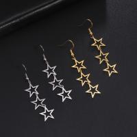 Stainless Steel Drop Earring, 304 Stainless Steel, Star, Vacuum Ion Plating, fashion jewelry & for woman 