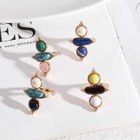 Gemstone Zinc Alloy Finger Ring, with Natural Stone, plated, fashion jewelry & for woman [