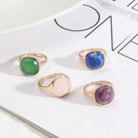 Gemstone Zinc Alloy Finger Ring, with Natural Stone, plated, fashion jewelry & for woman [