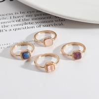 Gemstone Zinc Alloy Finger Ring, with Natural Stone, plated, fashion jewelry & for woman 