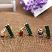 Gemstone Zinc Alloy Finger Ring, with Natural Stone, plated, fashion jewelry & for woman 