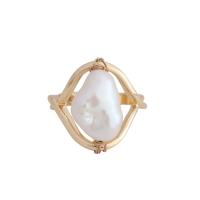 Cultured Freshwater Pearl Finger Ring, Zinc Alloy, with Freshwater Pearl, plated, fashion jewelry & for woman 