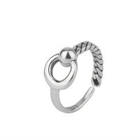 Sterling Silver Finger Ring, 925 Sterling Silver, platinum plated, vintage design & adjustable & for woman, 9mm 