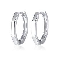 925 Sterling Silver Lever Back Earring, Octagon, platinum plated, fashion jewelry & for woman 