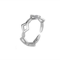 Sterling Silver Finger Ring, 925 Sterling Silver, Geometrical Pattern, platinum plated, adjustable & for woman & hollow, 6mm 