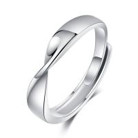 Sterling Silver Finger Ring, 925 Sterling Silver, platinum plated, fashion jewelry & adjustable & for woman, 4mm 