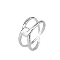 Sterling Silver Finger Ring, 925 Sterling Silver, Geometrical Pattern, platinum plated, adjustable & for woman & hollow, 8mm 