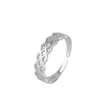 Sterling Silver Finger Ring, 925 Sterling Silver, platinum plated, adjustable & for woman & hollow, 5mm 
