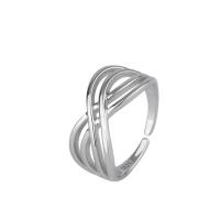 Sterling Silver Finger Ring, 925 Sterling Silver, platinum plated, adjustable & for woman & hollow, 9mm 