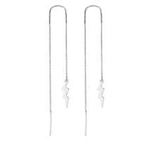 Sterling Silver Thread Through Earrings, 925 Sterling Silver, Lightning Symbol, platinum plated, fashion jewelry & for woman 