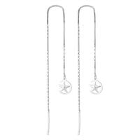 Sterling Silver Thread Through Earrings, 925 Sterling Silver, Moon and Star, platinum plated, fashion jewelry & for woman 