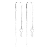 Sterling Silver Thread Through Earrings, 925 Sterling Silver, Lock, platinum plated, fashion jewelry & for woman & hollow 