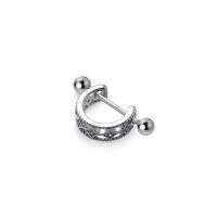 925 Sterling Silver Piercing Earring & for woman & with rhinestone & hollow, 10mm 