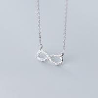925 Sterling Silver Necklace, Infinity, for woman & with rhinestone & hollow Approx 16.1-17.5 Inch 