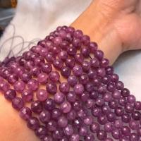 Einzelne Edelstein Perlen, Lila Lithiumstein, poliert, DIY & verschiedene Größen vorhanden, Länge:ca. 38-40 cm, verkauft von Strang