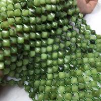 Jaspis Stein Perlen, Untertasse, poliert, DIY, olivgrün, 8x8mm, Länge:ca. 38-40 cm, verkauft von Strang