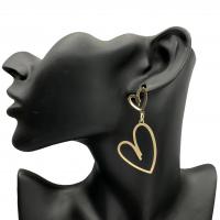 Boucle d'oreille goutte Zinc Alloy, alliage de zinc, coeur, Placage de couleur d'or, bijoux de mode & pour femme & creux, 50-80mm, Vendu par paire