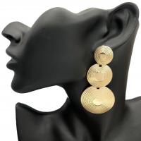 Boucle d'oreille goutte Zinc Alloy, alliage de zinc, Plat rond, Placage de couleur d'or, bijoux de mode & pour femme, 50-80mm, Vendu par paire
