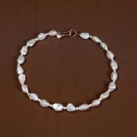 Freshwater Pearl Brass Necklace, with Brass, 18K gold plated, fashion jewelry & for woman, white, 3-4mm,9-10mm Approx 40 cm 