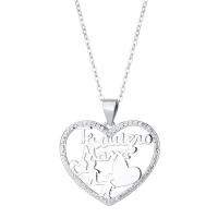 Cubic Zircon Micro Pave Sterling Silver Necklace, 925 Sterling Silver, with 1.18inch extender chain, Heart, fashion jewelry & micro pave cubic zirconia & for woman Approx 16.53 Inch 