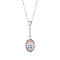 Cubic Zircon Micro Pave Sterling Silver Necklace, 925 Sterling Silver, with 1.18inch extender chain, fashion jewelry & micro pave cubic zirconia & for woman Approx 16.53 Inch 