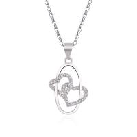 Cubic Zirconia Micro Pave Sterling Silver Necklace, 925 Sterling Silver, with 1.18inch extender chain, fashion jewelry & micro pave cubic zirconia & for woman Approx 16.53 Inch 