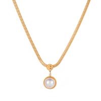 Stainless Steel Jewelry Necklace, 304 Stainless Steel, with Plastic Pearl, with 1.97inch extender chain, plated, fashion jewelry & for woman, golden Approx 16.54 Inch 