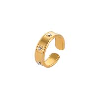 Нержавеющая сталь Rhinestone палец кольцо, Нержавеющая сталь 304, Другое покрытие, ювелирные изделия моды & Мужская & со стразами, Золотой, продается PC