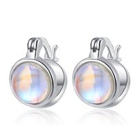 Brass Lever Back Earring, with Moonstone, fashion jewelry & for woman [