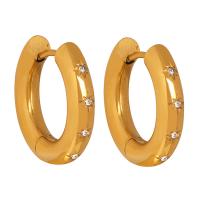 Boucles d'oreilles en acier titane, Plaqué or 18K, bijoux de mode & pavé de micro zircon & pour femme, doré Vendu par paire[