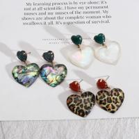 Resin Drop Earring, with White Shell & Abalone Shell, Heart, fashion jewelry & for woman 