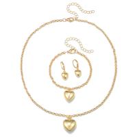 Fashion Zinc Alloy Jewelry Sets, bracelet & earring & necklace, Heart, gold color plated, three pieces & fashion jewelry & for woman, golden 