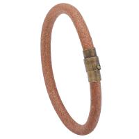 PU Leather Cord Bracelets, with Zinc Alloy, antique brass color plated, vintage & for man, brown, 6mm 