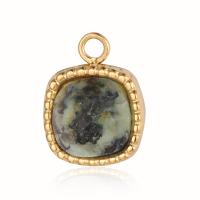 Gemstone Jewelry Pendant, Titanium Steel, with Natural Stone & turquoise, gold color plated, DIY & hollow [