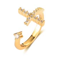 Cubic Zirconia Micro Pave Brass Finger Ring, gold color plated, DIY & micro pave cubic zirconia 17~21mm 