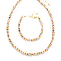 Brass Jewelry Set, bracelet & necklace, plated, fashion jewelry multi-colored 