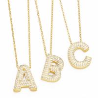 Cubic Zircon Micro Pave Brass Necklace, with 5cm extender chain, Alphabet Letter, plated, fashion jewelry & micro pave cubic zirconia, golden cm [