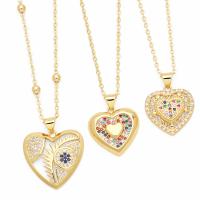 Cubic Zircon Micro Pave Brass Necklace, with 5cm extender chain, Heart, plated, fashion jewelry & micro pave cubic zirconia cm [
