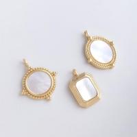 Brass Shell Pendants, with Pearl Oyster, real gold plated, DIY gold [
